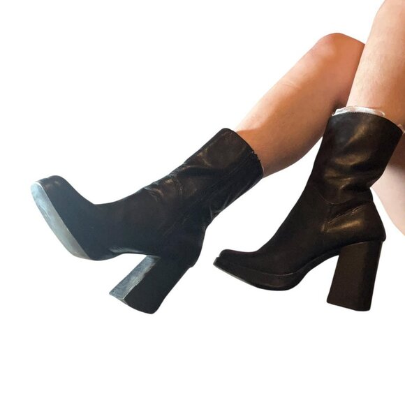 Vintage Candie’s Black Platform Chunky Heel Boots - Picture 5 of 6